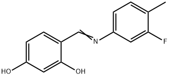 4-{[(3-fluoro-4-methylphenyl)imino]methyl}-1,3-benzenediol Struktur