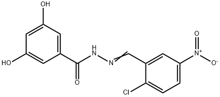 N'-[(E)-(2-chloro-5-nitrophenyl)methylidene]-3,5-dihydroxybenzohydrazide Struktur