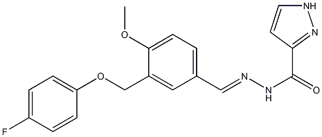 N'-{3-[(4-fluorophenoxy)methyl]-4-methoxybenzylidene}-1H-pyrazole-3-carbohydrazide Struktur