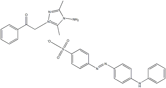 4-AMINO-3,5-DIMETHYL-1-(2-OXO-2-PHENYLETHYL)-4H-1,2,4-TRIAZOL-1-IUM 4-[(E)-(4-ANILINOPHENYL)DIAZENYL]BENZENESULFONATE Struktur