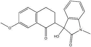 3-hydroxy-3-(7-methoxy-1-oxo-1,2,3,4-tetrahydro-2-naphthalenyl)-1-methyl-1,3-dihydro-2H-indol-2-one Struktur