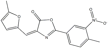 2-{3-nitro-4-methylphenyl}-4-[(5-methyl-2-furyl)methylene]-1,3-oxazol-5(4H)-one Struktur