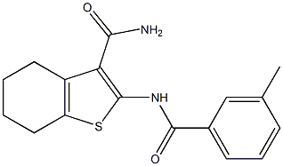 2-[(3-methylbenzoyl)amino]-4,5,6,7-tetrahydro-1-benzothiophene-3-carboxamide Struktur