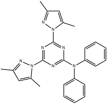 4,6-bis(3,5-dimethyl-1H-pyrazol-1-yl)-N,N-diphenyl-1,3,5-triazin-2-amine Struktur