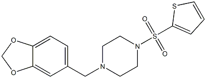 1-(1,3-benzodioxol-5-ylmethyl)-4-(2-thienylsulfonyl)piperazine Struktur