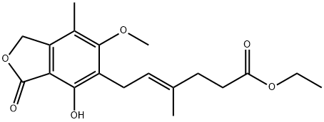 ethyl (4E)-6-(4-hydroxy-6-methoxy-7-methyl-3-oxo-1,3-dihydro-2-benzofuran-5-yl)-4-methylhex-4-enoate Struktur