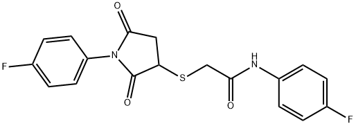 N-(4-fluorophenyl)-2-{[1-(4-fluorophenyl)-2,5-dioxopyrrolidin-3-yl]sulfanyl}acetamide Struktur