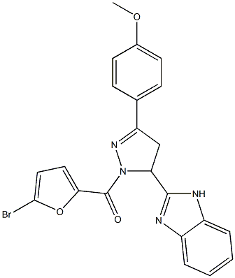 2-[1-(5-bromo-2-furoyl)-3-(4-methoxyphenyl)-4,5-dihydro-1H-pyrazol-5-yl]-1H-benzimidazole Struktur