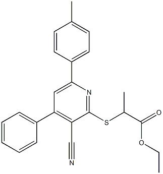 ethyl 2-{[3-cyano-6-(4-methylphenyl)-4-phenyl-2-pyridinyl]sulfanyl}propanoate Struktur