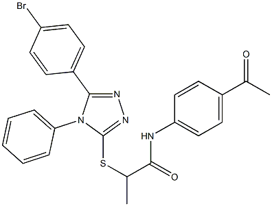 N-(4-acetylphenyl)-2-{[5-(4-bromophenyl)-4-phenyl-4H-1,2,4-triazol-3-yl]sulfanyl}propanamide Struktur