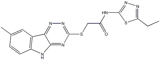 N-(5-ethyl-1,3,4-thiadiazol-2-yl)-2-[(8-methyl-5H-[1,2,4]triazino[5,6-b]indol-3-yl)sulfanyl]acetamide Struktur