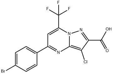 5-(4-bromophenyl)-3-chloro-7-(trifluoromethyl)pyrazolo[1,5-a]pyrimidine-2-carboxylic acid Struktur