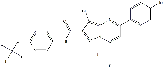 5-(4-bromophenyl)-3-chloro-N-[4-(trifluoromethoxy)phenyl]-7-(trifluoromethyl)pyrazolo[1,5-a]pyrimidine-2-carboxamide Struktur