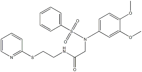 2-[3,4-dimethoxy(phenylsulfonyl)anilino]-N-[2-(2-pyridinylsulfanyl)ethyl]acetamide Struktur