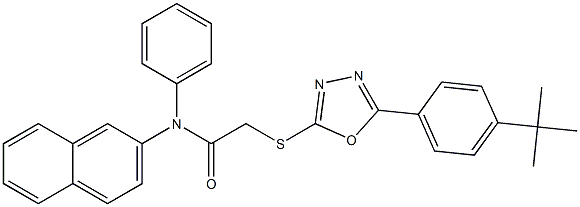 2-{[5-(4-tert-butylphenyl)-1,3,4-oxadiazol-2-yl]sulfanyl}-N-(2-naphthyl)-N-phenylacetamide Struktur