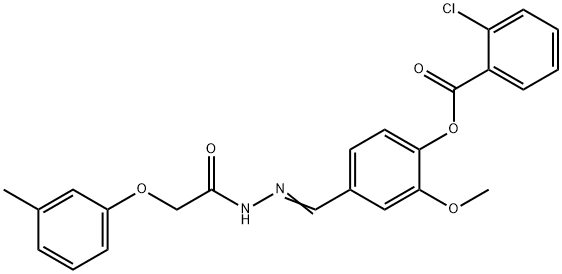 2-METHOXY-4-(2-((3-METHYLPHENOXY)ACETYL)CARBOHYDRAZONOYL)PHENYL 2-CHLOROBENZOATE Struktur