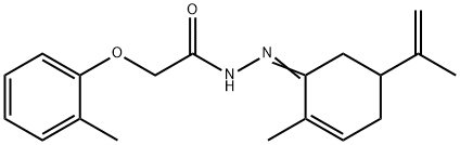 N'-(5-isopropenyl-2-methyl-2-cyclohexen-1-ylidene)-2-(2-methylphenoxy)acetohydrazide Struktur