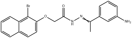 N'-[(E)-1-(3-aminophenyl)ethylidene]-2-[(1-bromo-2-naphthyl)oxy]acetohydrazide Struktur