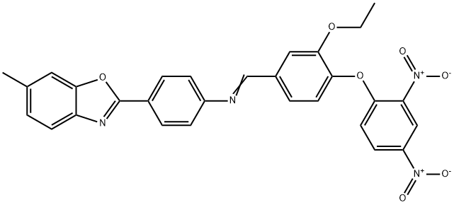 2-{4-[(4-{2,4-dinitrophenoxy}-3-ethoxybenzylidene)amino]phenyl}-6-methyl-1,3-benzoxazole Struktur