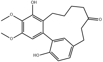 2,6-Dihydroxy-3,4-dimethoxy-10,11,13,14,15,16-hexahydro-12H-5,9-methenobenzocyclotetradecen-12-one Struktur