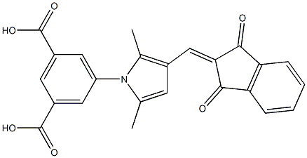 5-{3-[(1,3-dioxo-1,3-dihydro-2H-inden-2-ylidene)methyl]-2,5-dimethyl-1H-pyrrol-1-yl}isophthalic acid Struktur