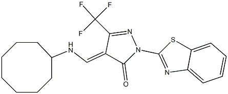 2-(1,3-benzothiazol-2-yl)-4-[(cyclooctylamino)methylene]-5-(trifluoromethyl)-2,4-dihydro-3H-pyrazol-3-one Struktur