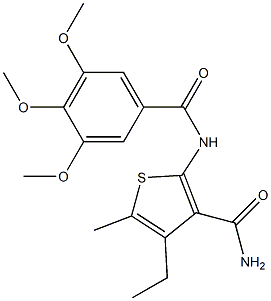 4-ethyl-5-methyl-2-[(3,4,5-trimethoxybenzoyl)amino]-3-thiophenecarboxamide Struktur