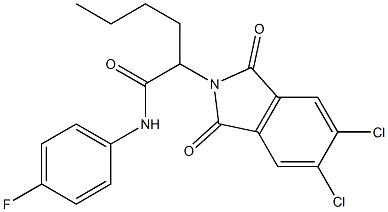 2-(5,6-dichloro-1,3-dioxo-1,3-dihydro-2H-isoindol-2-yl)-N-(4-fluorophenyl)hexanamide Struktur