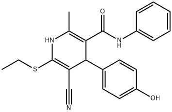 5-cyano-6-(ethylsulfanyl)-4-(4-hydroxyphenyl)-2-methyl-N-phenyl-1,4-dihydropyridine-3-carboxamide Struktur