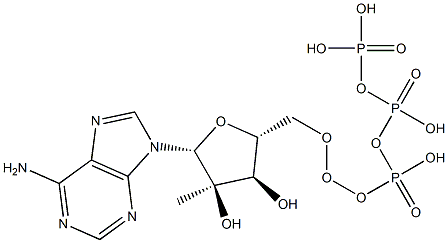 [[(2R,3R,4R,5R)-5-(6-aminopurin-9-yl)-3,4-dihydroxy-4-methyloxolan-2-yl]methoxy-hydroxyphosphoryl] phosphono hydrogen phosphate Struktur