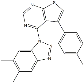 4-(5,6-dimethyl-1H-1,2,3-benzotriazol-1-yl)-5-(4-methylphenyl)thieno[2,3-d]pyrimidine Struktur