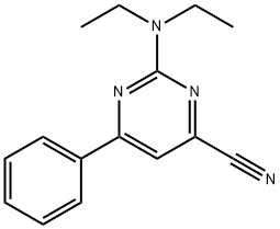 2-(diethylamino)-6-phenylpyrimidine-4-carbonitrile Struktur