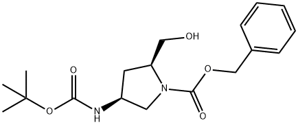 tert-butyl (3S,5S)-1-((benzyloxy)carbonyl)-5-(hydroxymethyl)pyrrolidin-3-ylcarbamate Struktur