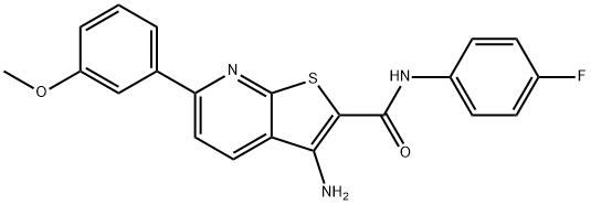 3-amino-N-(4-fluorophenyl)-6-(3-methoxyphenyl)thieno[2,3-b]pyridine-2-carboxamide Struktur