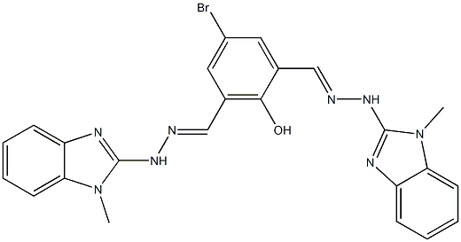 5-bromo-2-hydroxyisophthalaldehyde bis[(1-methyl-1H-benzimidazol-2-yl)hydrazone] Struktur