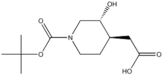 2-((3R,4R)-1-(tert-butoxycarbonyl)-3-hydroxypiperidin-4-yl)acetic acid Struktur