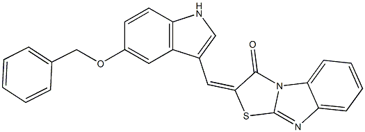 2-{[5-(benzyloxy)-1H-indol-3-yl]methylene}[1,3]thiazolo[3,2-a]benzimidazol-3(2H)-one Struktur