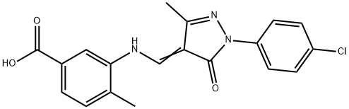 3-({[1-(4-chlorophenyl)-3-methyl-5-oxo-1,5-dihydro-4H-pyrazol-4-ylidene]methyl}amino)-4-methylbenzoic acid Struktur