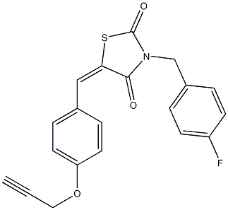 3-(4-fluorobenzyl)-5-[4-(2-propynyloxy)benzylidene]-1,3-thiazolidine-2,4-dione Struktur