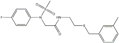 2-[4-fluoro(methylsulfonyl)anilino]-N-{2-[(3-methylbenzyl)sulfanyl]ethyl}acetamide Struktur