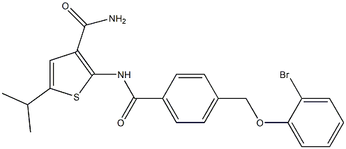 2-({4-[(2-bromophenoxy)methyl]benzoyl}amino)-5-isopropyl-3-thiophenecarboxamide Struktur