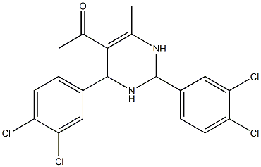 1-[2,4-bis(3,4-dichlorophenyl)-6-methyl-1,2,3,4-tetrahydro-5-pyrimidinyl]ethanone Struktur