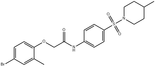 2-(4-bromo-2-methylphenoxy)-N-{4-[(4-methyl-1-piperidinyl)sulfonyl]phenyl}acetamide Struktur