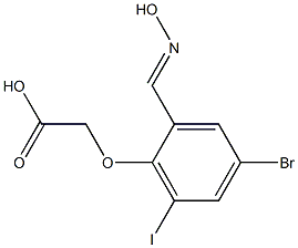 {4-bromo-2-[(hydroxyimino)methyl]-6-iodophenoxy}acetic acid Struktur