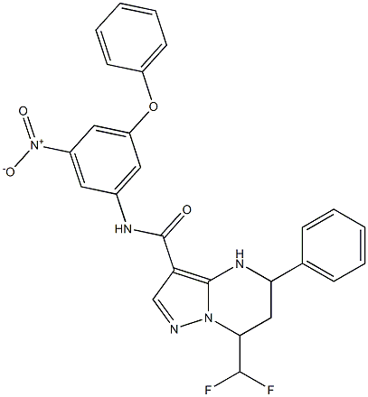 7-(difluoromethyl)-N-{3-nitro-5-phenoxyphenyl}-5-phenyl-4,5,6,7-tetrahydropyrazolo[1,5-a]pyrimidine-3-carboxamide Struktur