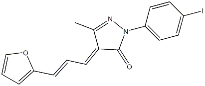 4-[3-(2-furyl)-2-propenylidene]-2-(4-iodophenyl)-5-methyl-2,4-dihydro-3H-pyrazol-3-one Struktur