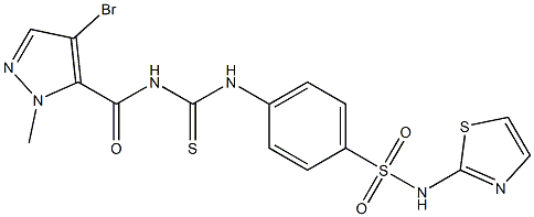 4-[({[(4-bromo-1-methyl-1H-pyrazol-5-yl)carbonyl]amino}carbothioyl)amino]-N-(1,3-thiazol-2-yl)benzenesulfonamide Struktur