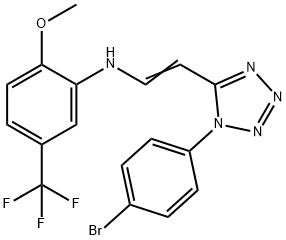 N-{2-[1-(4-bromophenyl)-1H-tetraazol-5-yl]vinyl}-2-methoxy-5-(trifluoromethyl)aniline Struktur