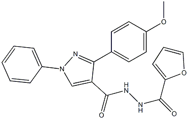 N'-({3-[4-(methyloxy)phenyl]-1-phenyl-1H-pyrazol-4-yl}carbonyl)furan-2-carbohydrazide Struktur