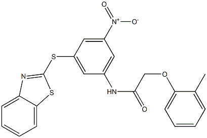 N-{3-(1,3-benzothiazol-2-ylsulfanyl)-5-nitrophenyl}-2-(2-methylphenoxy)acetamide Struktur